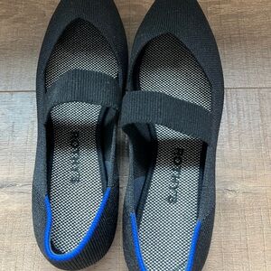 Rothy's Black Flats with Blue Trim